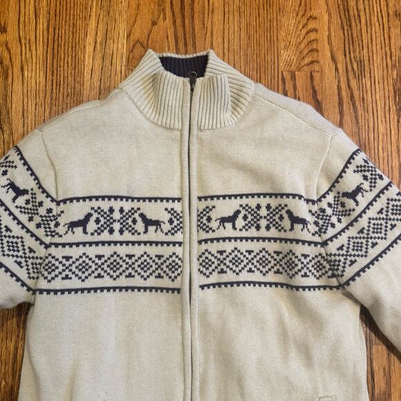 Southern Proper Men's S Farm Fair Isle Sweater Zip Up Preppy Christmas Lined Dog - Picture 3 of 15